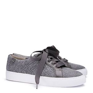 Tory Burch Marion Grey Quilted Wool and leather sneakers sz: 7